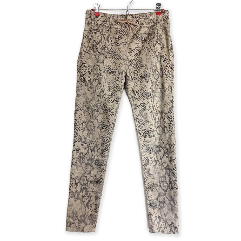 Bevy Flog Shely Drawstring Python Print Pants Pull Up Elastic Waist Size 27*